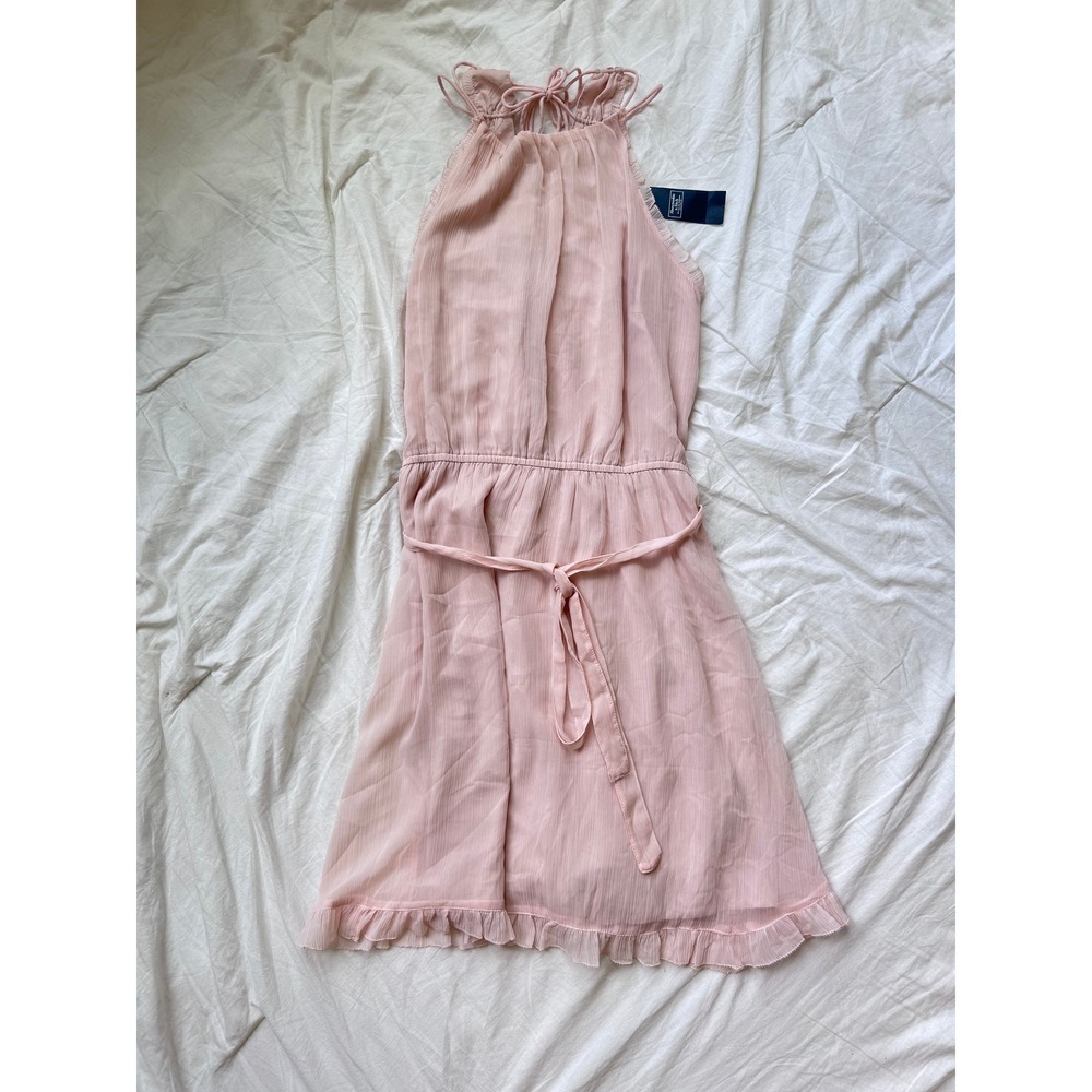 Abercrombie & Fitch Pink Halter Mini Dress Ruffle Hem NWT Medium Tall MT